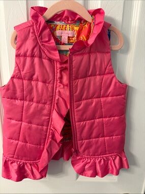 Lilly Pulitzer Hot Pink Ruffle Quilted Vest